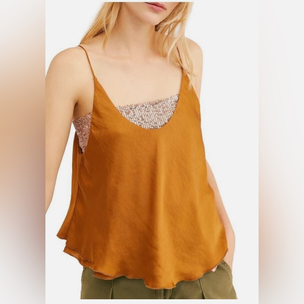 Free People NEW Womens Small Cooper - Turn It On Cami Sequins Camisole